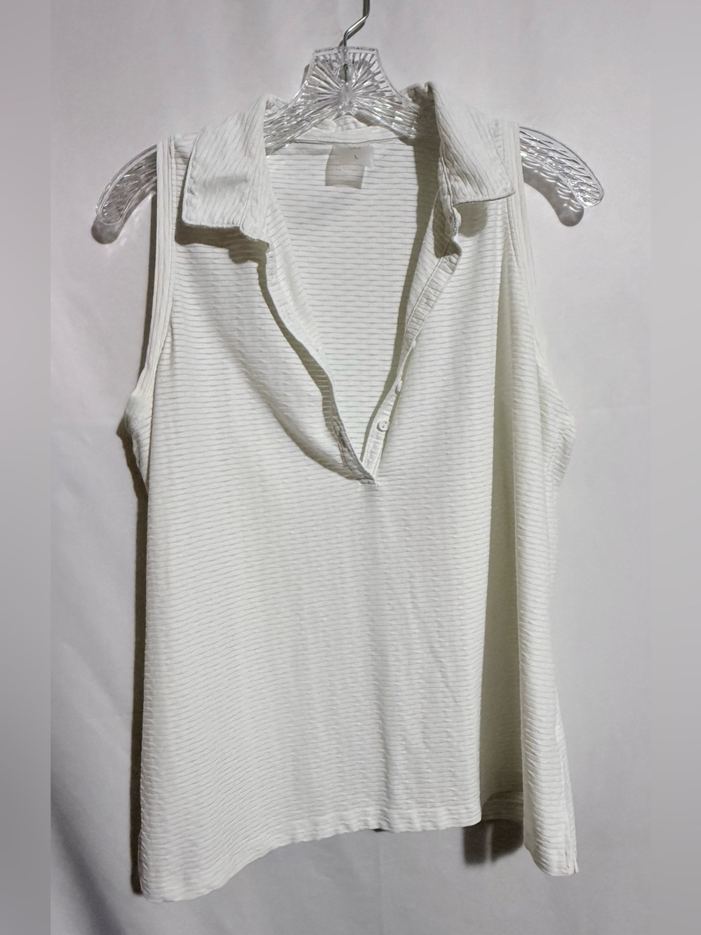 CALIA Women’s L White Solid Knit Mock Neck Sleeveless Tank Top Relaxed Stretch